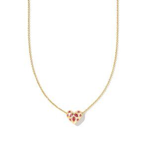 NEW Kendra Scott Holland 14K Gold Plated Heart Pendant Necklace in Pink Crystal